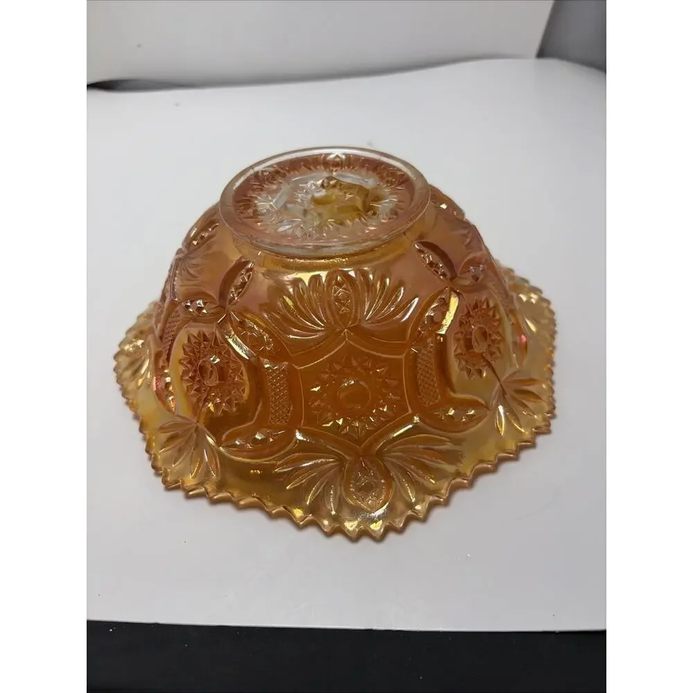 Marigold Carnival Glass Vintage Serving Bowl Imperial Carnival Glass Sawtooth